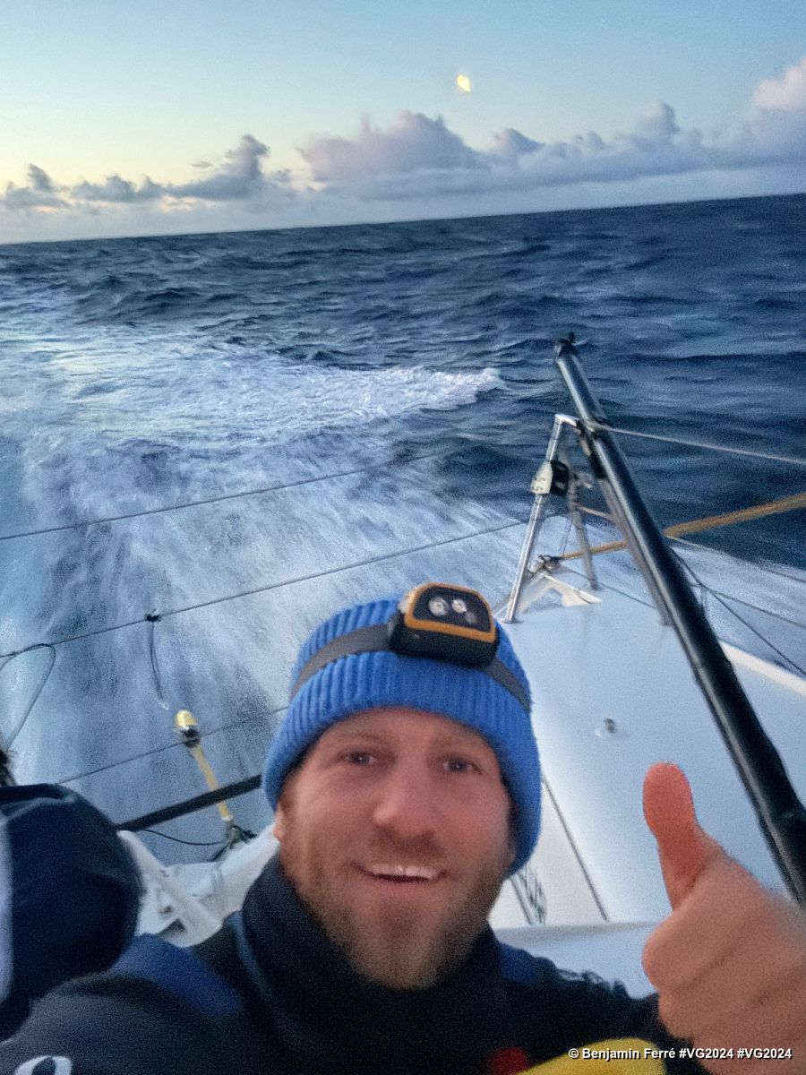 Photo sent from the boat Monnoyeur - DUO for a JOB during the Vendee Globe sailing race on January 06, 2024. Photo credit: skipper Benjamin Ferré