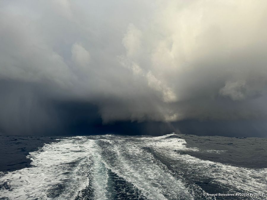 Photo sent from the boat La Mie Caline during the Vendee Globe sailing race on January 04, 2025. Photo credit: skipper Arnaud Boissières