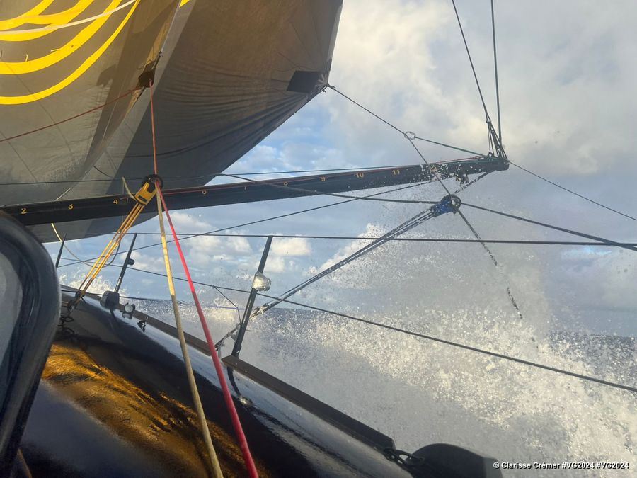 Photo sent from the boat L’Occitane en Provence during the Vendee Globe sailing race on January 07, 2025. Photo credit: skipper Clarisse Crémer