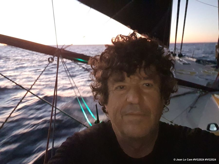 Photo sent from the boat Tout Commence en Finistère - Armor Lux during the Vendee Globe sailing race on January 07, 2025. Photo credit: skipper Jean Le Cam. Sunrise