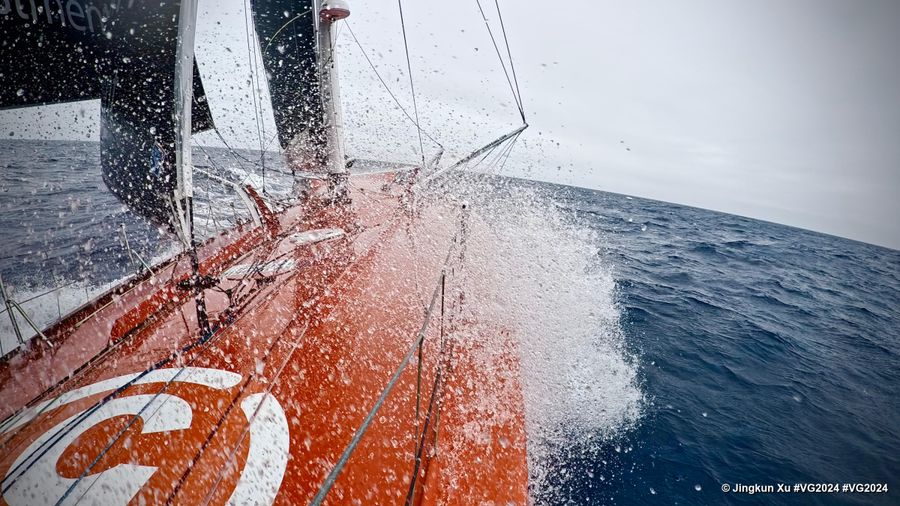 Photo sent from the boat Singchain Team Haikou during the Vendee Globe sailing race on January 07, 2024. Photo credit: skipper Jingkun Xu