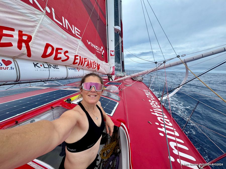 Photo sent from the boat Initiatives-Coeur during the Vendee Globe sailing race on January 09, 2025. Photo credit: skipper Sam Davies