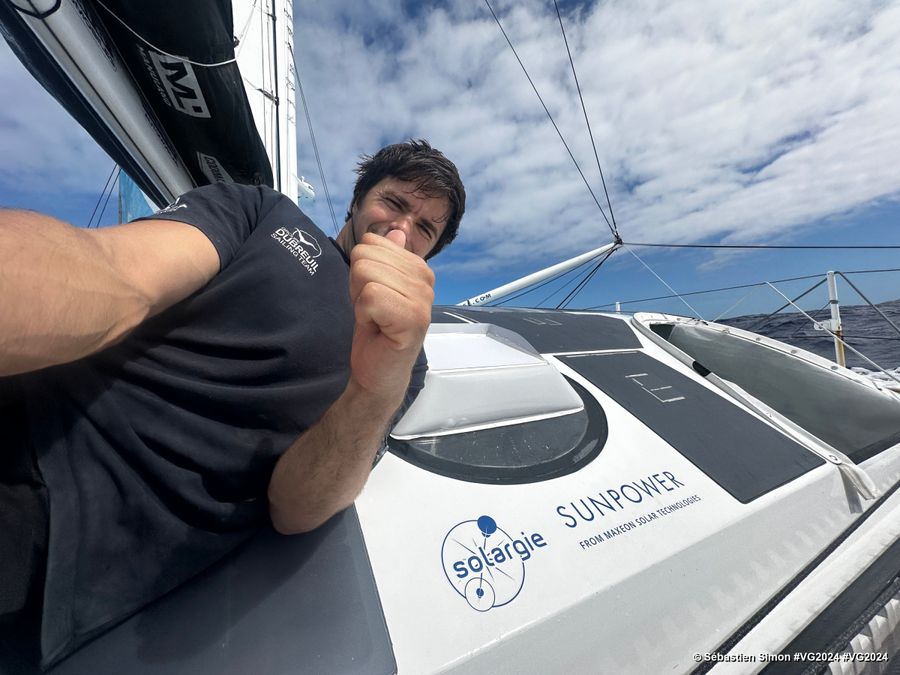 Photo sent from the boat Groupe Dubreuil during the Vendee Globe sailing race on January 10, 2024. Photo credit: skipper Sébastien Simon