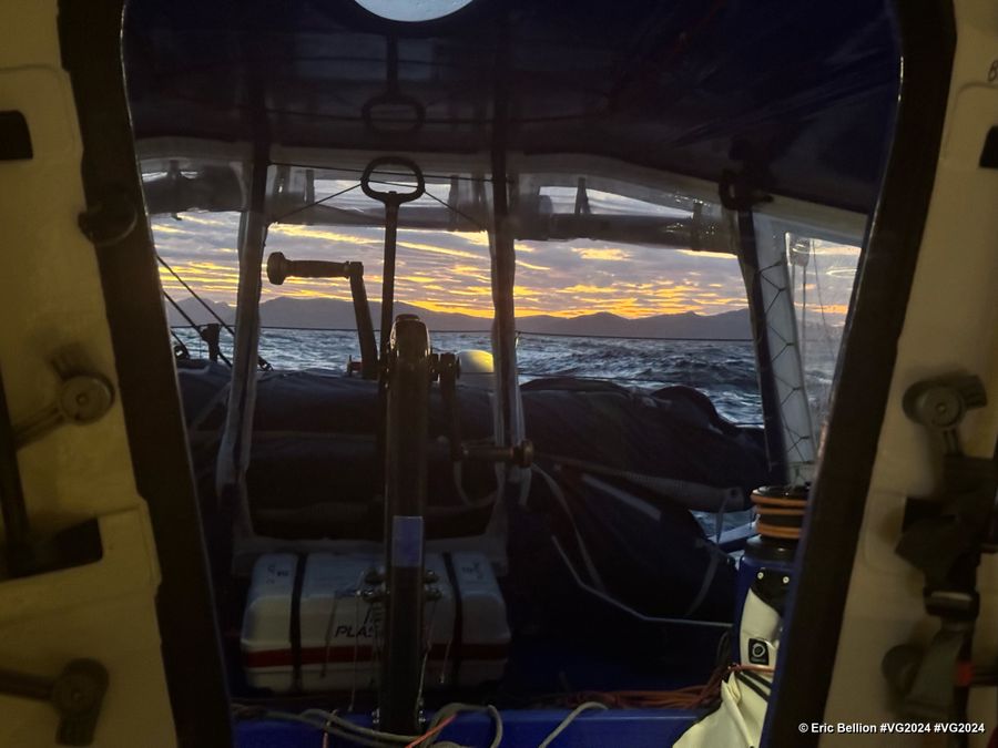 Photo sent from the boat STAND AS ONE - Altavia during the Vendee Globe sailing race on January 10, 2024. Photo credit: skipper Eric Bellion. Le Maire strait