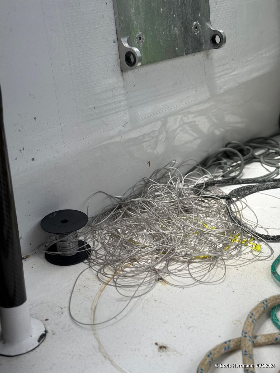 Photo sent from the boat Malizia - Seaexplorer during the Vendee Globe sailing race on January 11, 2025. Photo credit: skipper Boris Herrmann. Nearly home - the boat has to get there! Last minute fixes to carry me home!
