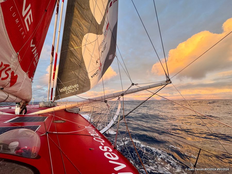 Photo sent from the boat Initiatives-Coeur during the Vendee Globe sailing race on January 11, 2025. Photo credit: skipper Sam Davies