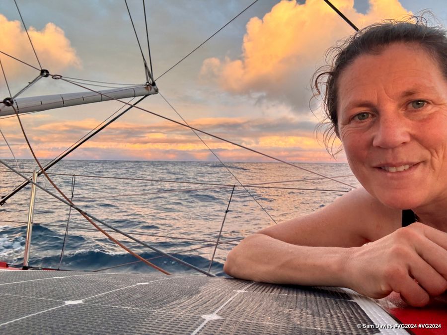 Photo sent from the boat Initiatives-Coeur during the Vendee Globe sailing race on January 11, 2025. Photo credit: skipper Sam Davies