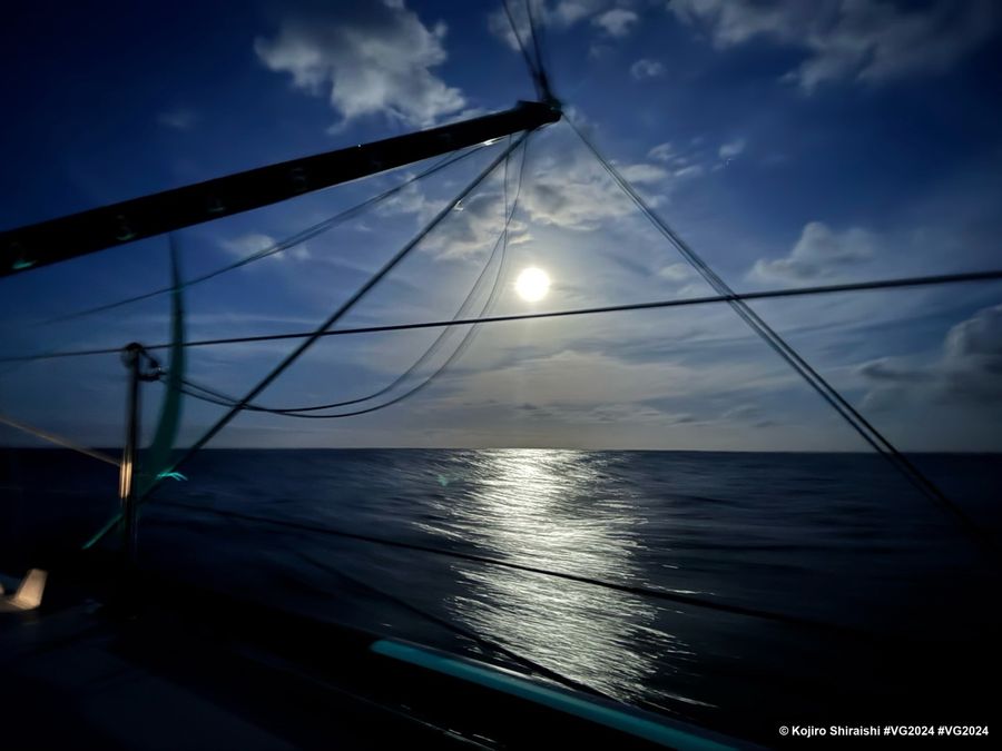 Photo sent from the boat DMG MORI Global One during the Vendee Globe sailing race on January 12, 2025. Photo credit: skipper Kojiro Shiraishi