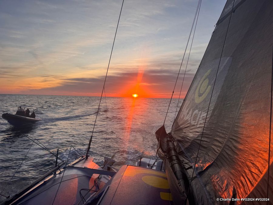 Photo sent from the boat MACIF Santé Prévoyance during the Vendee Globe sailing race on January 13, 2025. Photo credit: skipper Charlie Dalin. Followed by Pole FInistere Course au Large rib, training camp of Charlie Dalin