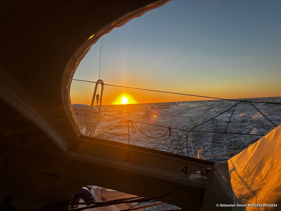 Photo sent from the boat Groupe Dubreuil during the Vendee Globe sailing race on January 15, 2024. Photo credit: skipper Sébastien Simon