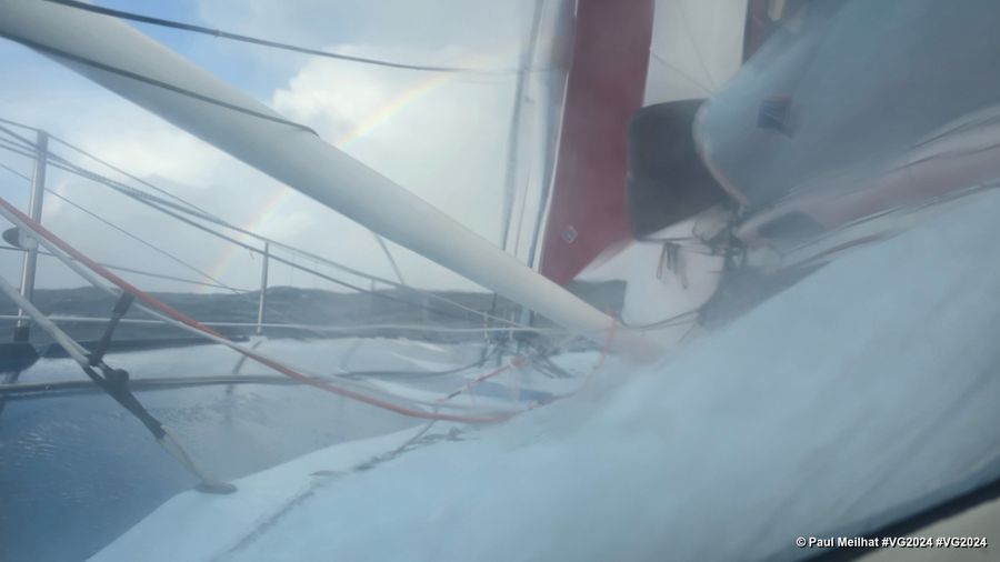 Photo sent from the boat Biotherm during the Vendee Globe sailing race on January 21, 2025. Photo credit: skipper Paul Meilhat