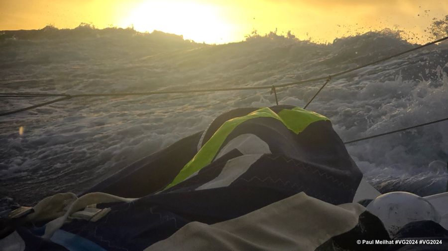 Photo sent from the boat Biotherm during the Vendee Globe sailing race on January 21, 2025. Photo credit: skipper Paul Meilhat