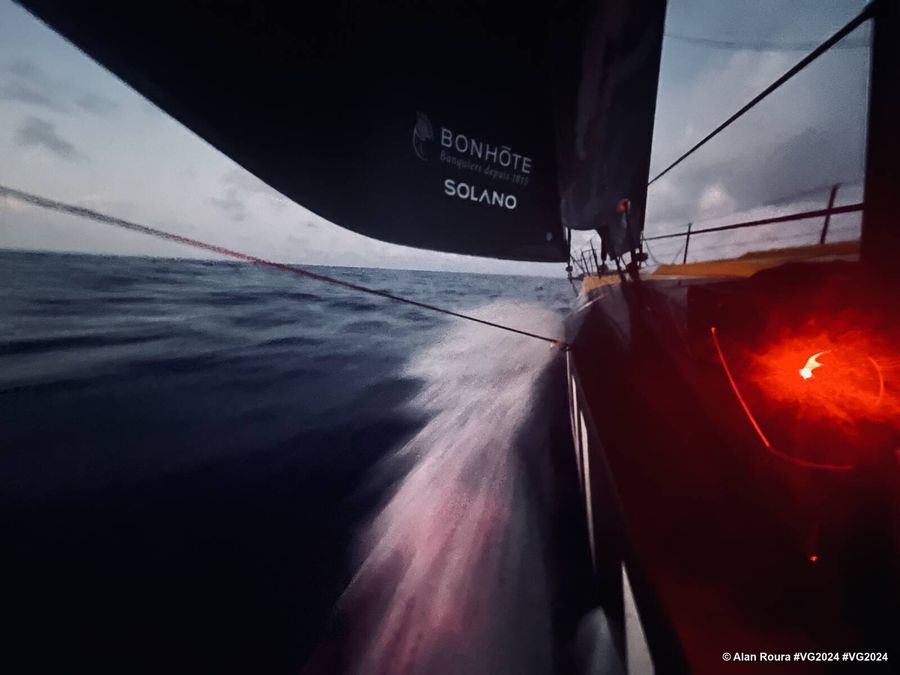 Photo sent from the boat Hublot during the Vendee Globe sailing race on January 22, 2025. Photo credit: skipper Alan Roura