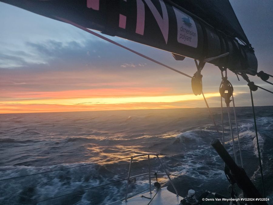 Photo sent from the boat D’Ieteren Group during the Vendee Globe sailing race on January 23, 2025. Photo credit: skipper Denis Van Weynbergh
