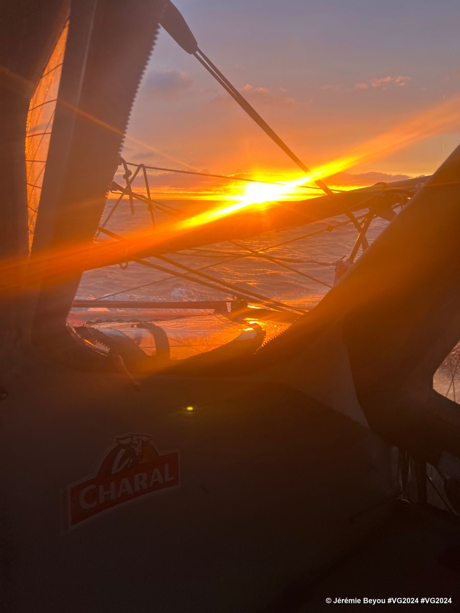 Photo sent from the boat Charal during the Vendee Globe sailing race on January 23, 2025. Photo credit: skipper Jérémie Beyou