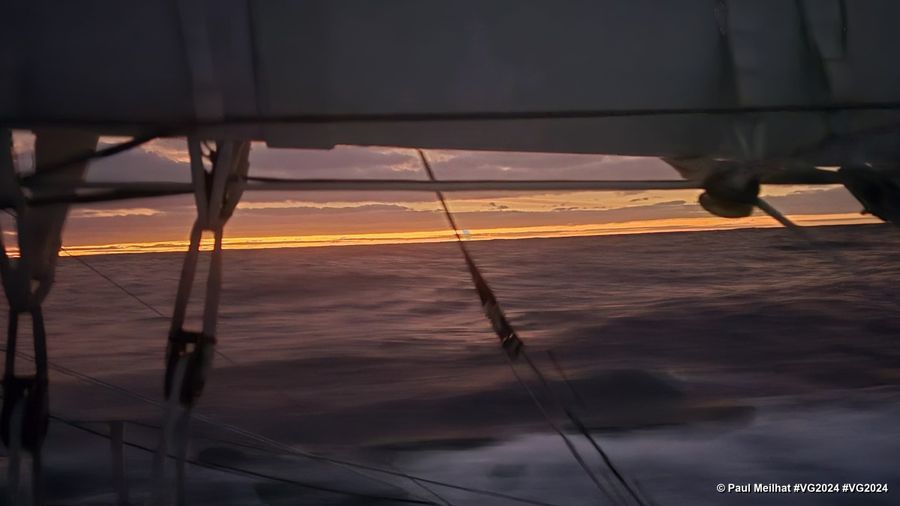 Photo sent from the boat Biotherm during the Vendee Globe sailing race on January 23, 2025. Photo credit: skipper Paul Meilhat