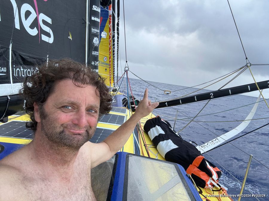 Photo sent from the boat La Mie Caline during the Vendee Globe sailing race on January 23, 2025. Photo credit: skipper Arnaud Boissières