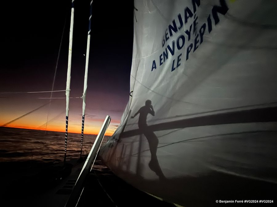 Photo sent from the boat Monnoyeur - DUO for a JOB during the Vendee Globe sailing race on January 27, 2024. Photo credit: skipper Benjamin Ferré