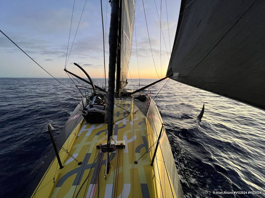 Photo sent from the boat Hublot during the Vendee Globe sailing race on January 28, 2025. Photo credit: skipper Alan Roura