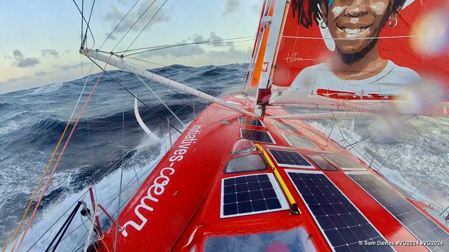 Photo sent from the boat Initiatives-Coeur during the Vendee Globe sailing race on January 29, 2025. Photo credit: skipper Sam Davies