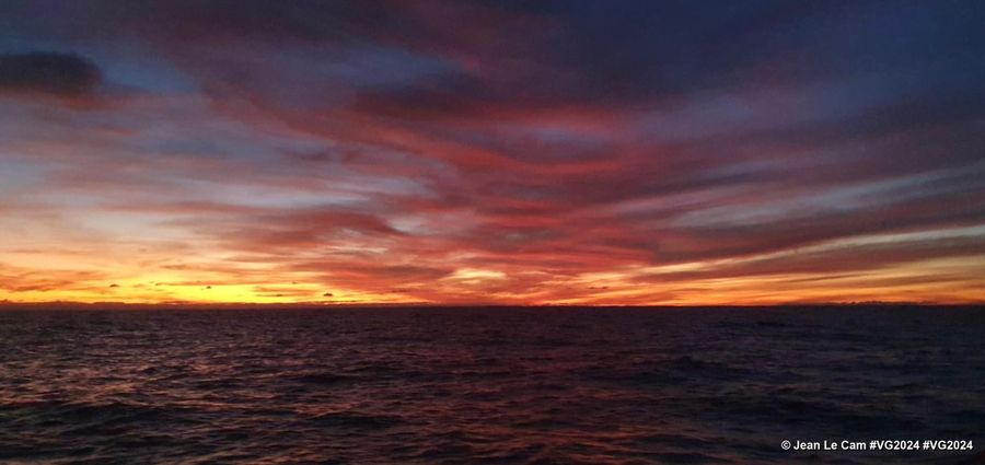 Photo sent from the boat Tout Commence en Finistère - Armor Lux during the Vendee Globe sailing race on January 29, 2025. Photo credit: skipper Jean Le Cam. North Atlantic