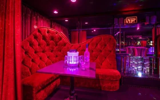 A plush VIP booth with bottle service on offer at Vixens Key West